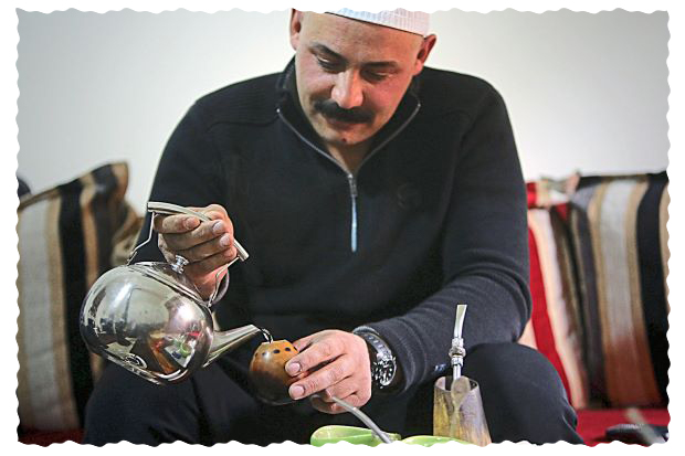 Druze man drinking Yerba Mate